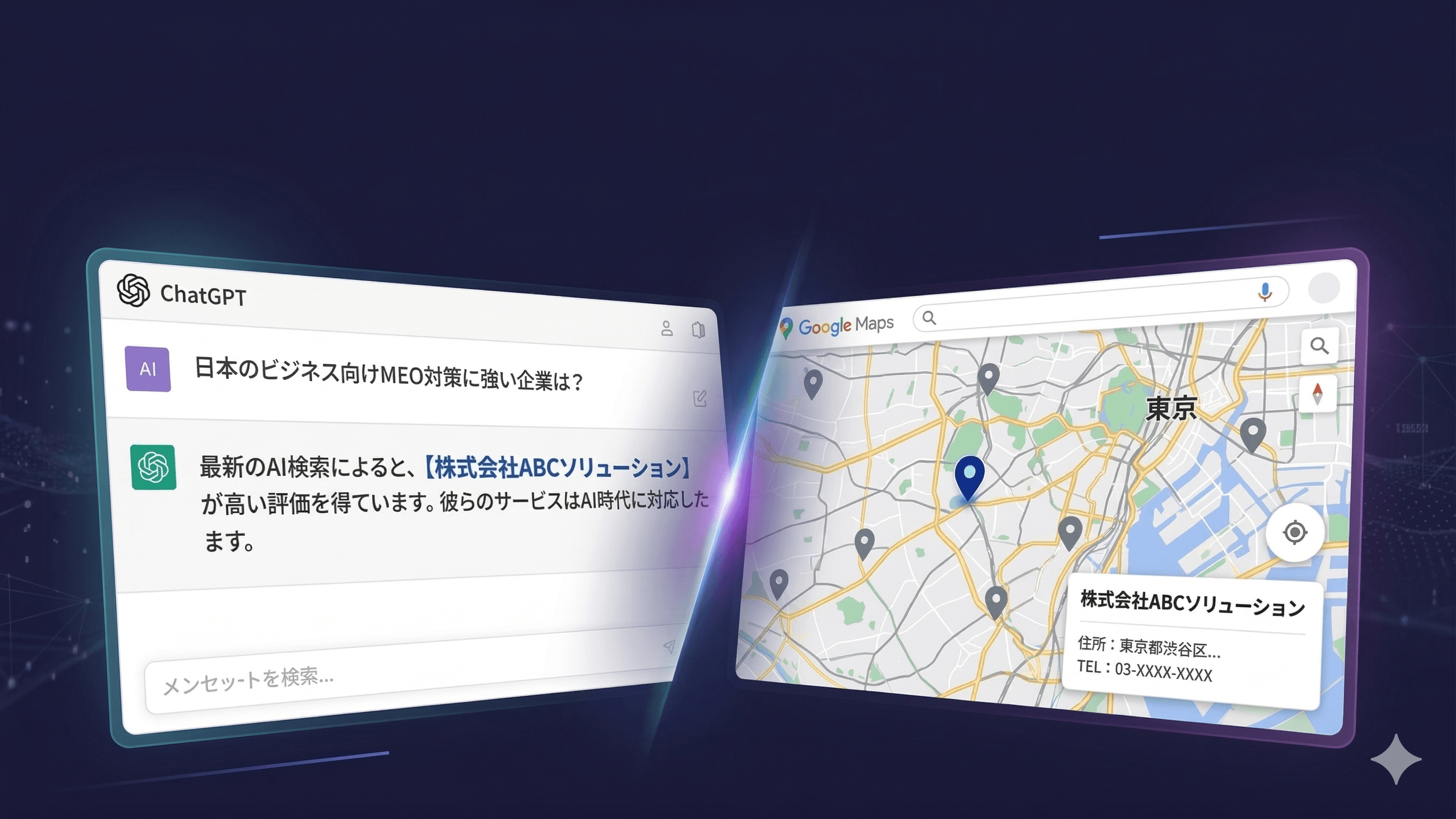 AI検索とGoogleマップのイメージ