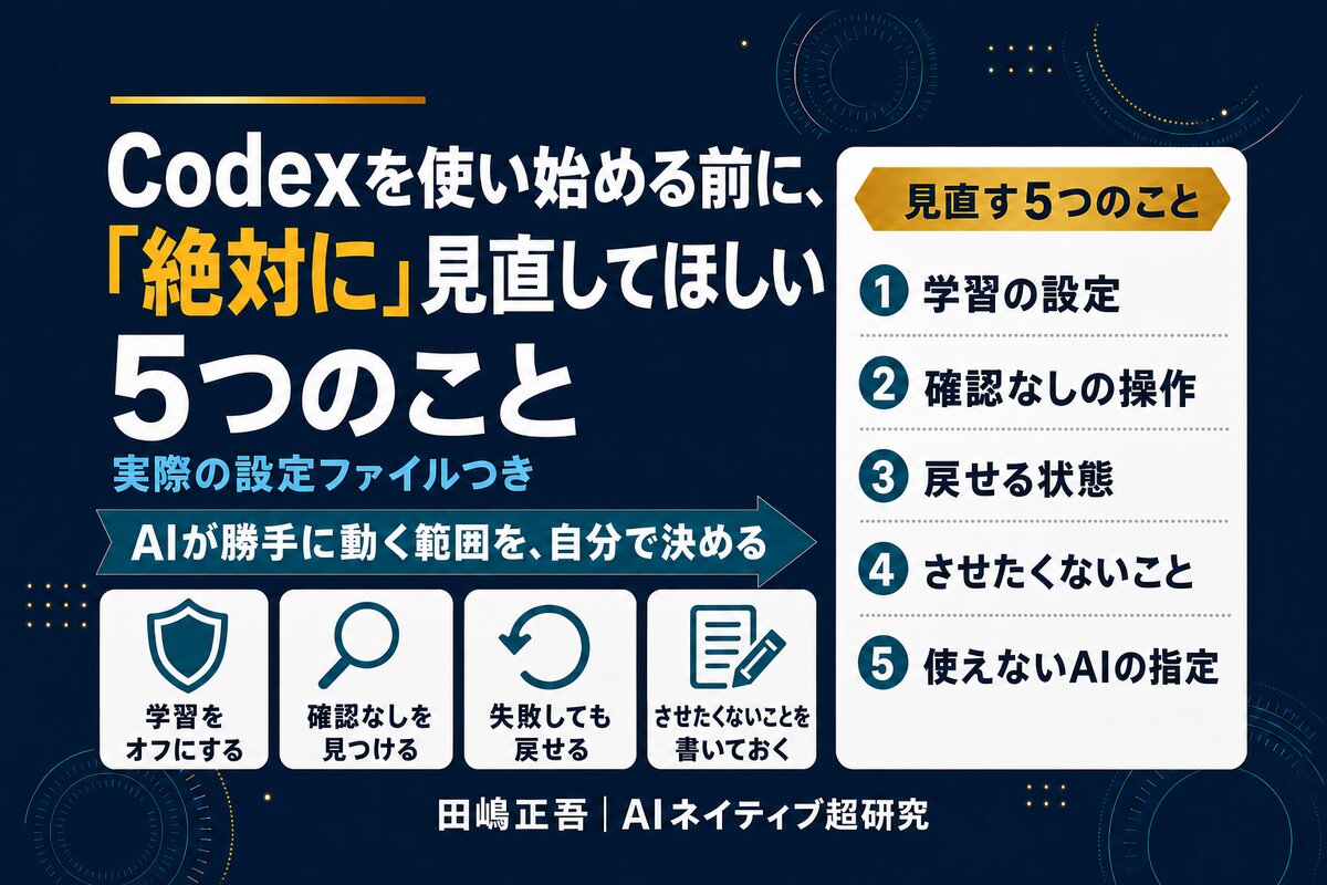 Codexを使い始める前に、「絶対に」見直してほしい5つのこと