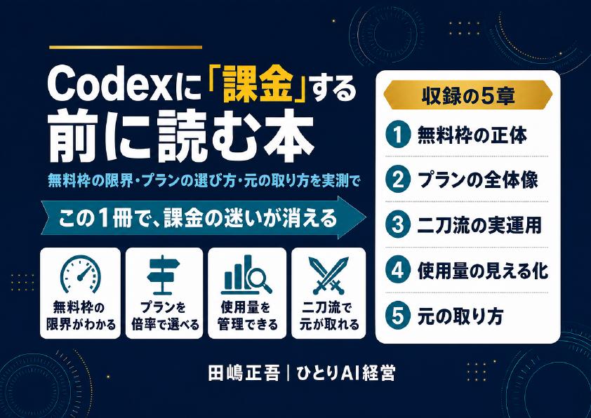 無料配布PDF: Codexに「課金」する前に読む本 — 無料枠の限界・プランの選び方・元の取り方を実測で