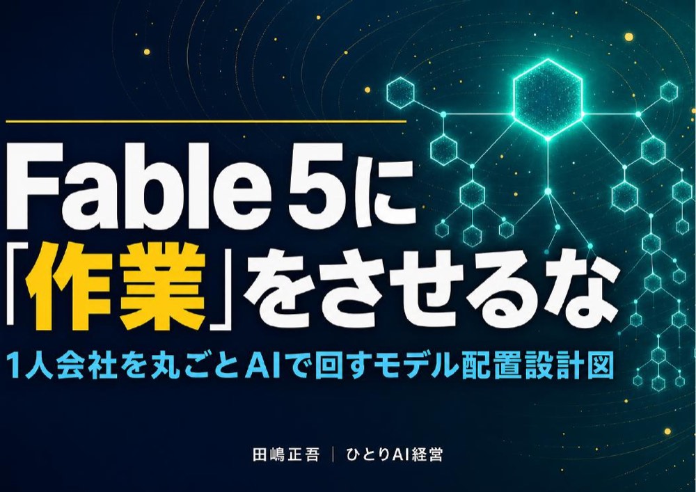 無料配布PDF: Fable 5に「作業」をさせるな — 1人会社を丸ごとAIで回すモデル配置設計図