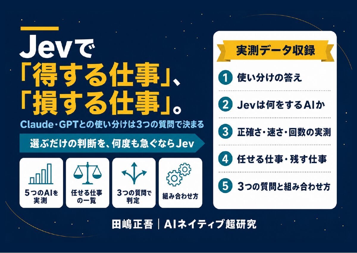 無料配布PDF: Jevで得する仕事、損する仕事 — Claude・GPTとの使い分けは3つの質問で決まる