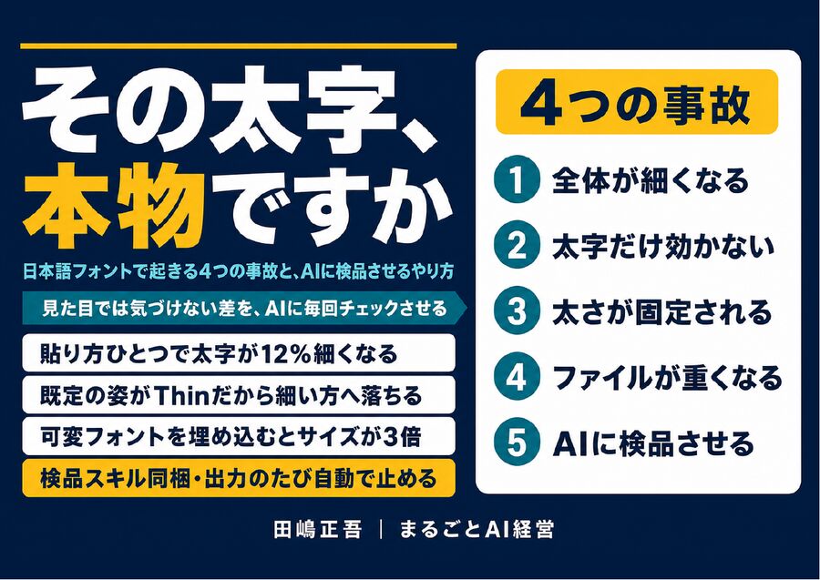 無料配布PDF: その太字、本物ですか — 日本語フォントで起きる4つの事故と、AIに検品させるやり方