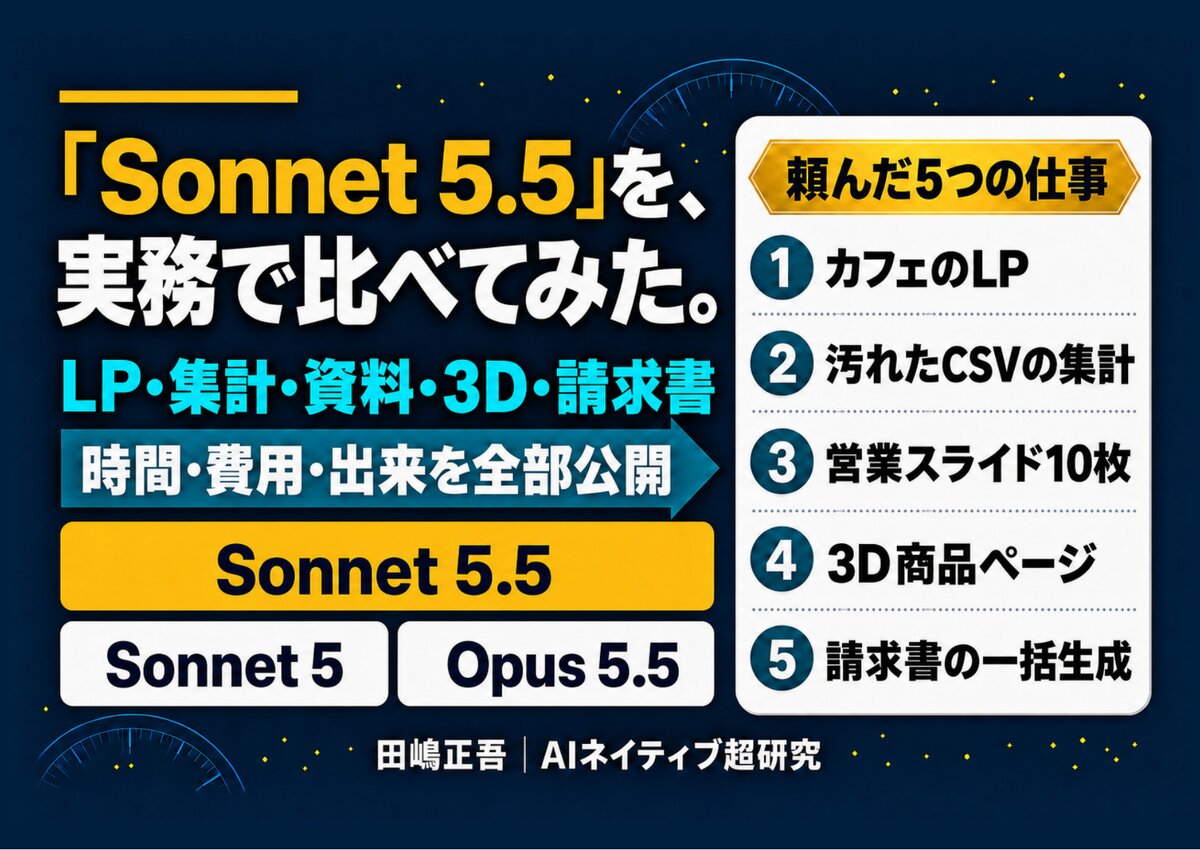 無料配布PDF: Sonnet 5.5を、Sonnet 5・Opus 5.5と実務で比べてみた。同じ5課題を投げた実測