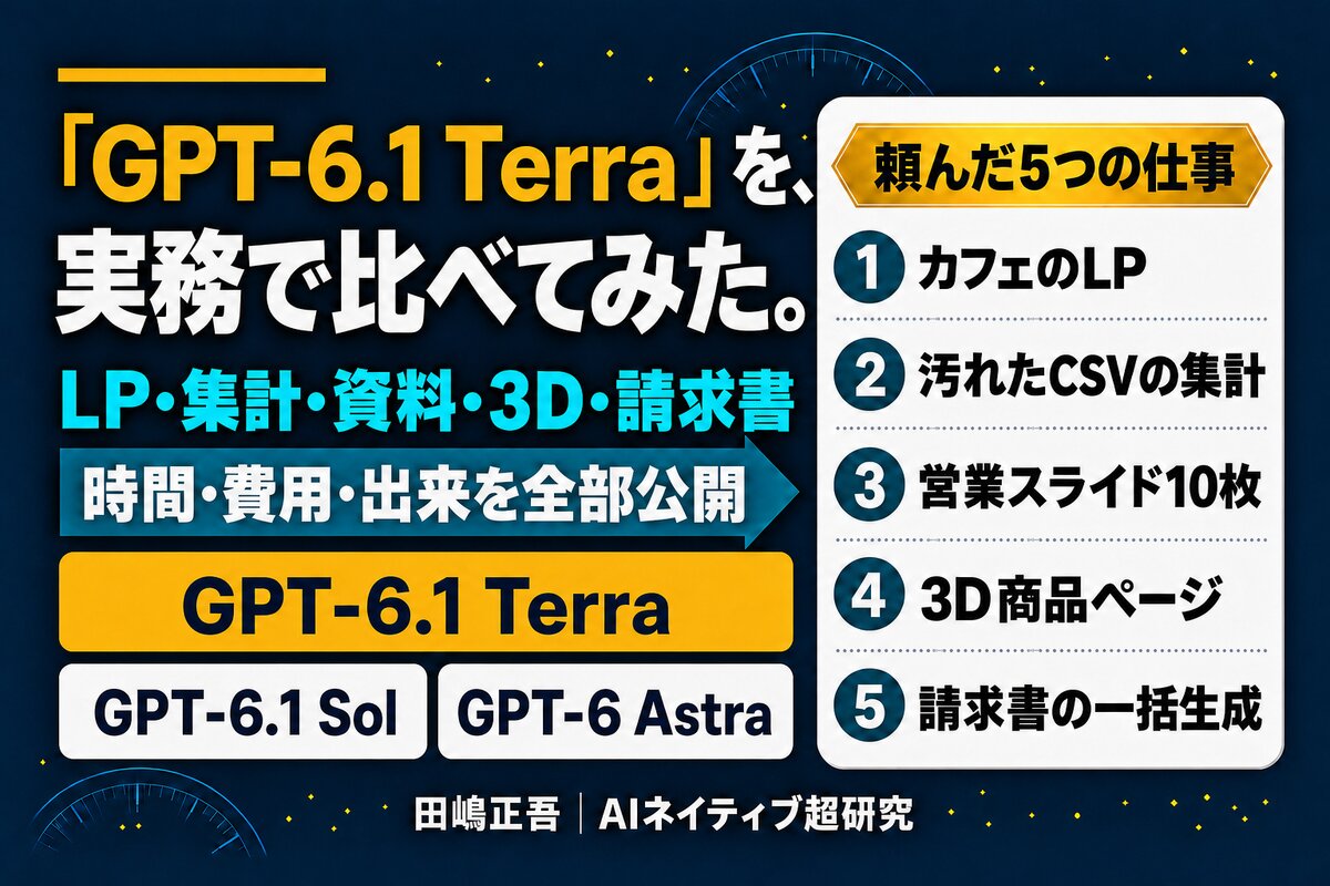 「GPT-6.1 Terra」を、実務で比べてみた。